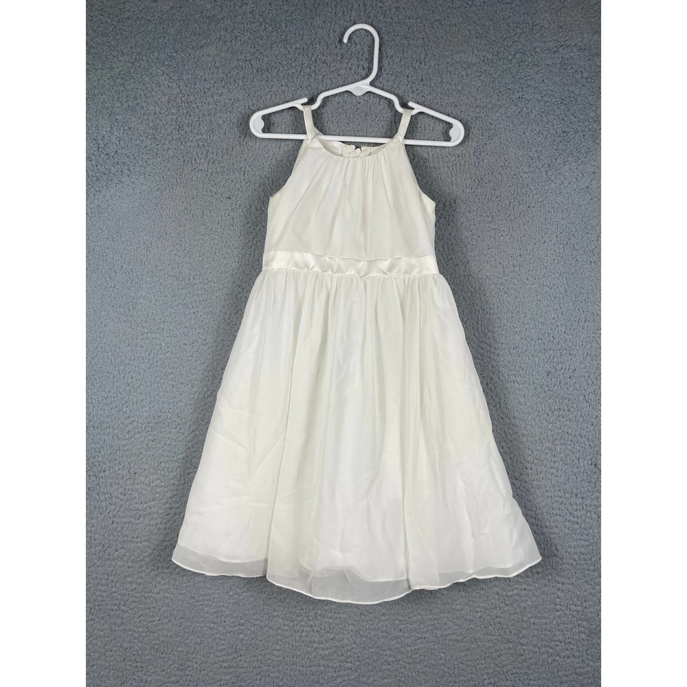 David's Bridal Girls White Floral Girl Dress Size 4